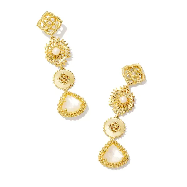 Kendra Scott Brielle Gold Mother Of Pearl Linear Drop Earrings Kiefer Jewelers Lutz, FL