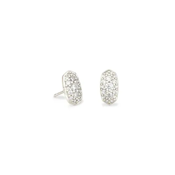 Kendra Scott Grayson Silver Stud Earrings in White Crystal Kiefer Jewelers Lutz, FL