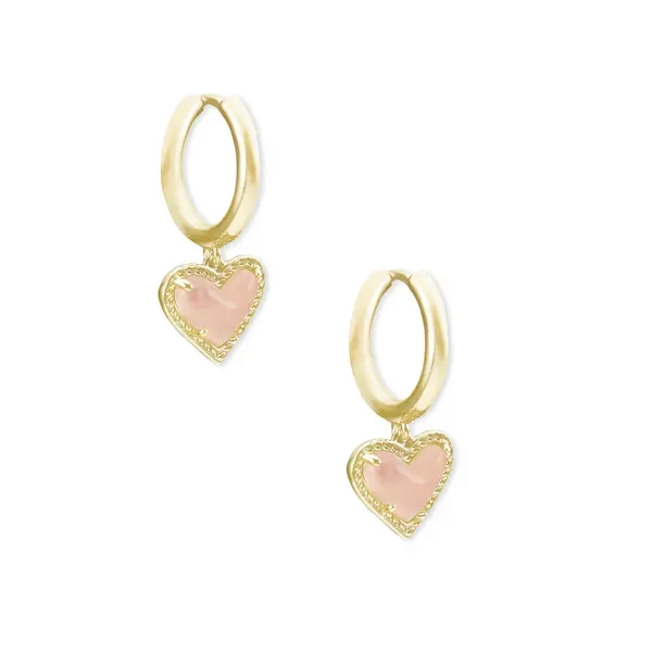 Kendra Scott Ari Gold Rose Quartz Huggie Earrings Kiefer Jewelers Lutz, FL