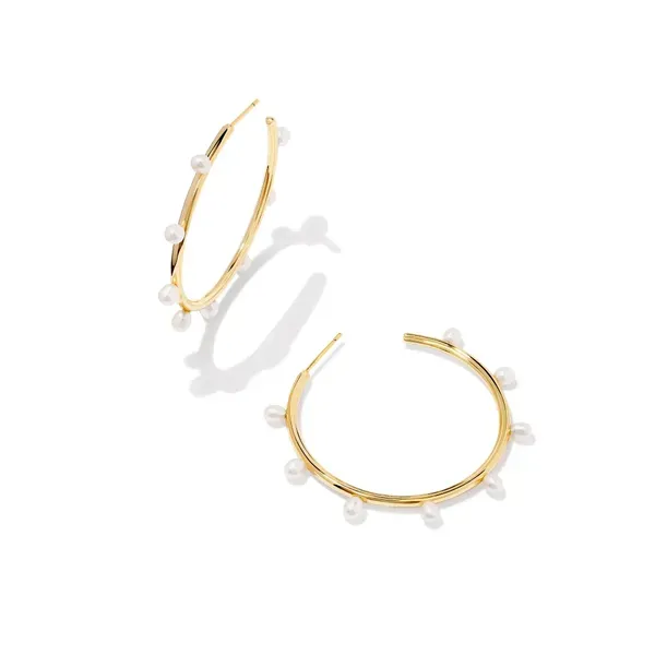 Kendra Scott Leighton Gold White Pearl Hoop Earrrings Kiefer Jewelers Lutz, FL
