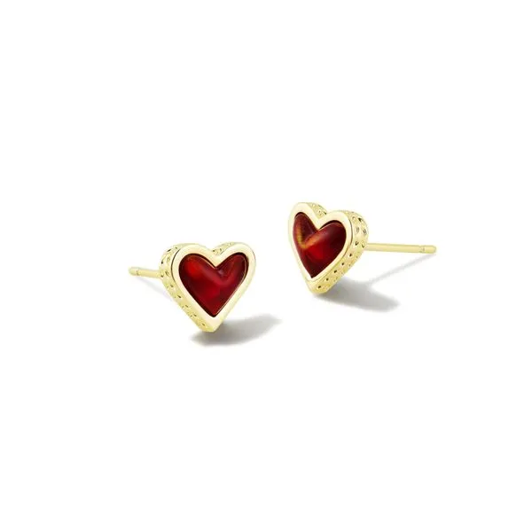 Kendra Scott Ari Gold Red Opalescent Resin Stud Earrings Kiefer Jewelers Lutz, FL