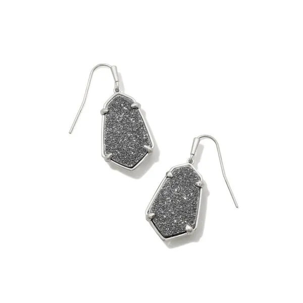 Kendra Scott Alexandria Rhodium Platinum Drusy Drop Earrings Kiefer Jewelers Lutz, FL