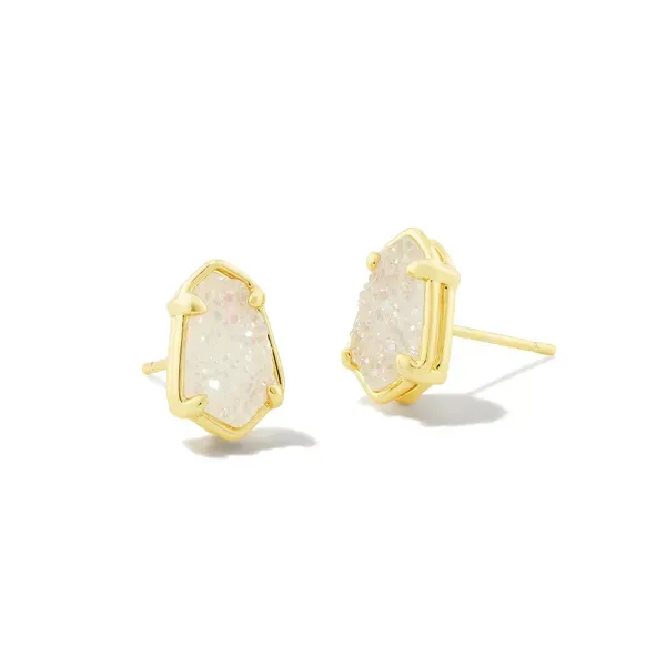 Kendra Scott Alexandria Gold Iridescent Drusy Stud Earrings Kiefer Jewelers Lutz, FL