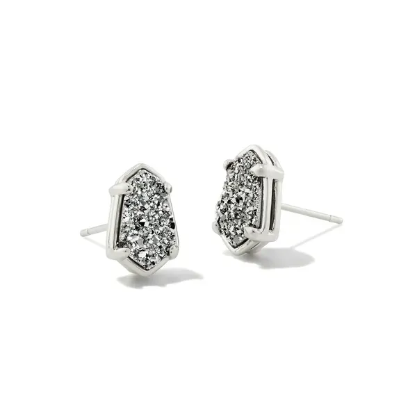 Kendra Scott Alexandria Rhodium Platinum Drusy Stud Earrings Kiefer Jewelers Lutz, FL