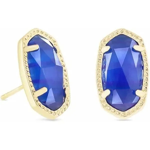 Kendra Scott Ellie Gold Cobalt Cats Eye Stud Earrings Kiefer Jewelers Lutz, FL