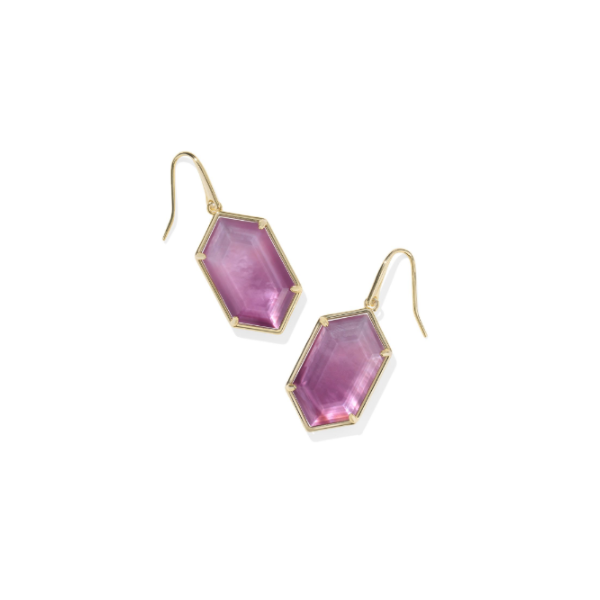 Kendra Scott Hallie Drop Earring Gold with Purple Watercolor Illusion Kiefer Jewelers Lutz, FL
