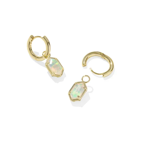 Kendra Scott Hallie Gold Opalite Illusion Huggie Earrings Image 2 Kiefer Jewelers Lutz, FL