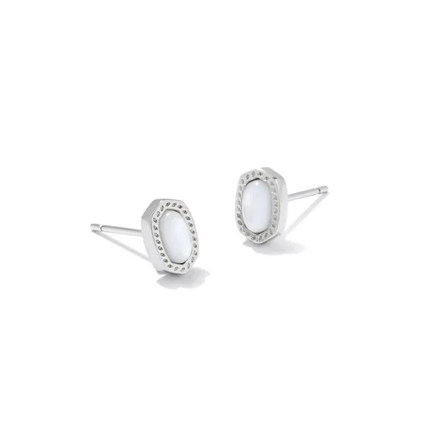 Kendra Scott Mini Ellie Silver Stud Earrings in Ivory Mother of Pearl Kiefer Jewelers Lutz, FL