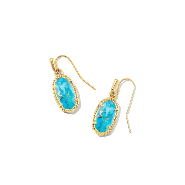Kendra Scott Lee Gold Drop Earrings in Bronze Veined Turquoise Kiefer Jewelers Lutz, FL