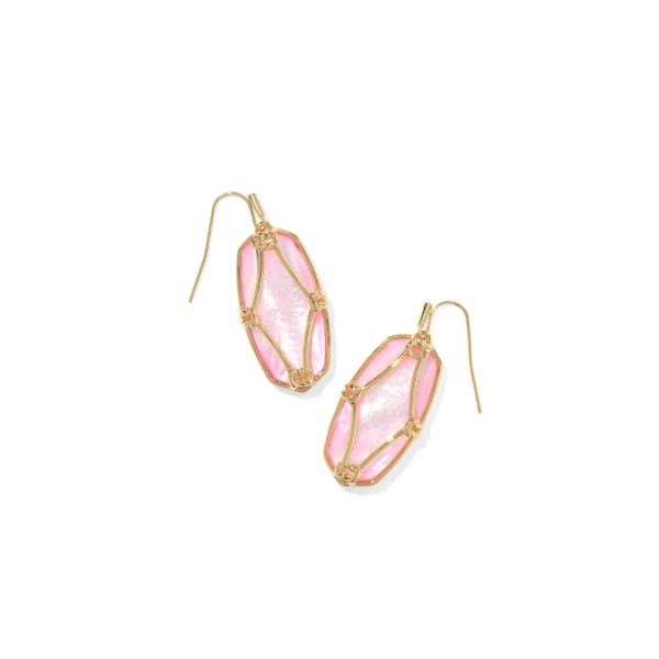 Kendra Scott Elle Lattice Frame Drop Earrings Gold in Blush Ivory Mother of Pearl Kiefer Jewelers Lutz, FL
