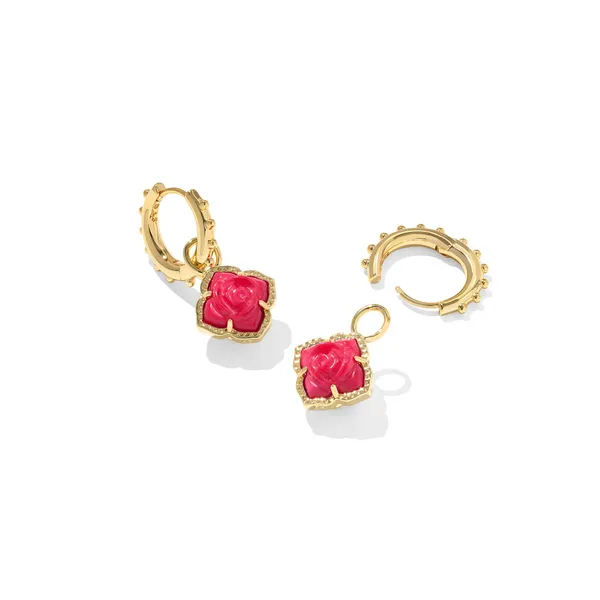 Kendra Scott Mallory Rose Huggie Earrings in Gold with Red Mother of Pearl Image 2 Kiefer Jewelers Lutz, FL
