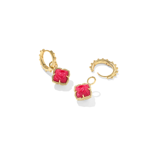 Kendra Scott Mallory Rose Huggie Earrings in Gold with Red Mother of Pearl Image 2 Kiefer Jewelers Lutz, FL