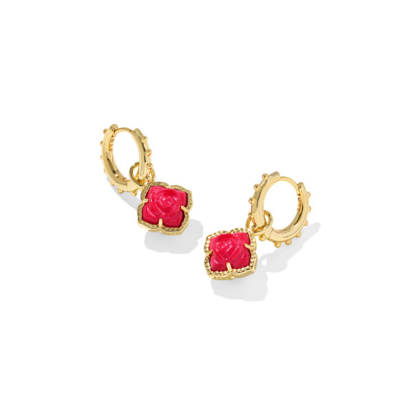 Kendra Scott Mallory Rose Huggie Earrings in Gold with Red Mother of Pearl Kiefer Jewelers Lutz, FL