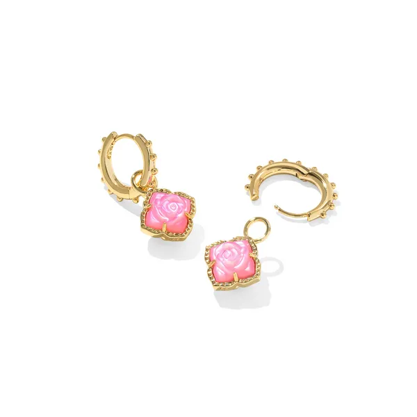 Kendra Scott Mallory Rose Huggie Earrings in Gold with Blush Ivory Mother of Pearl Image 2 Kiefer Jewelers Lutz, FL