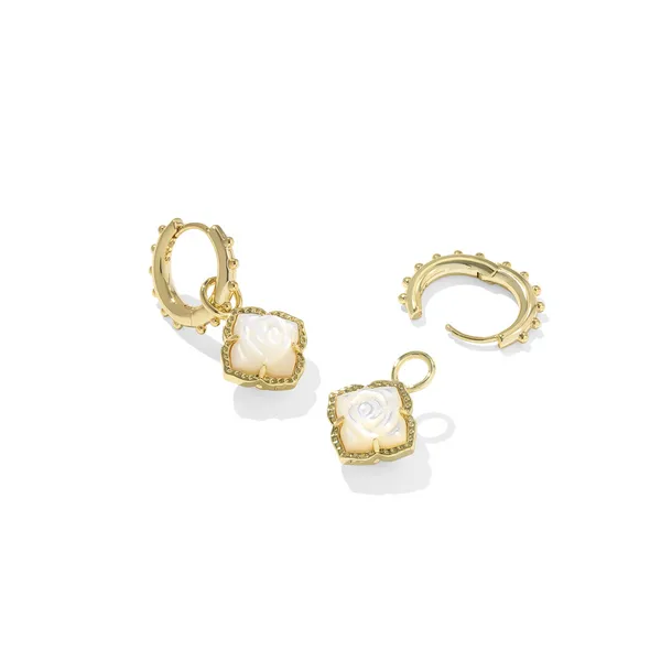 Kendra Scott Mallory Rose Huggie Earrings in Gold with Ivory Mother Pearl Image 2 Kiefer Jewelers Lutz, FL