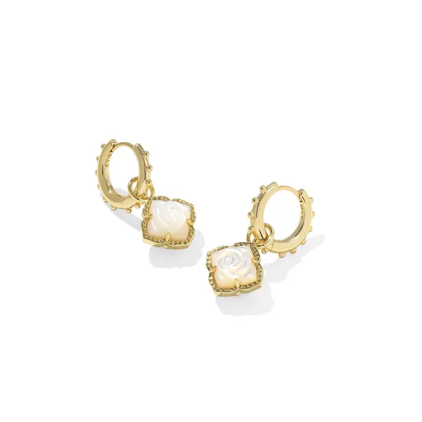 Kendra Scott Mallory Rose Huggie Earrings in Gold with Ivory Mother Pearl Kiefer Jewelers Lutz, FL
