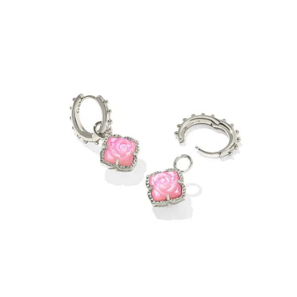 Kendra Scott Mallory Rose Hugge Earrings in Silver with Blush Ivory Mother of Pearl Image 2 Kiefer Jewelers Lutz, FL