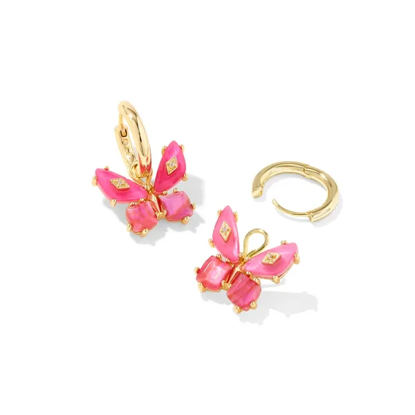 Bianca Butterfly Gold and Pink Mix Huggie Earrings by Kendra Scott Image 2 Kiefer Jewelers Lutz, FL