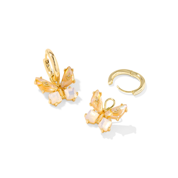 Bianca Butterfly Gold and Iridescent White Mix Huggie Earrings by Kendra Scott Image 2 Kiefer Jewelers Lutz, FL