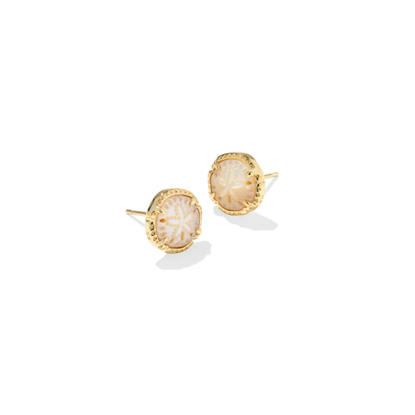 Sand Dollar Gold with Natural Mother-of-Pearl Stud Earrings by Kendra Scott Kiefer Jewelers Lutz, FL
