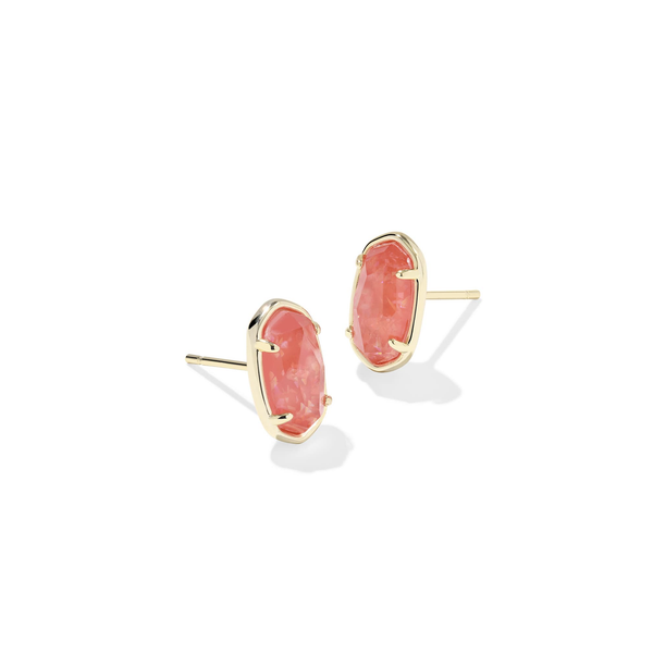Grayson Gold Stone with Papaya Iridescent Mother-of-Pearl Stud Earrings by Kendra Scott Kiefer Jewelers Lutz, FL