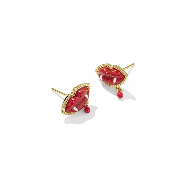 Vampire Gold Stud Earrings with Red Lab Grown Opal by Kendra Scott Kiefer Jewelers Lutz, FL