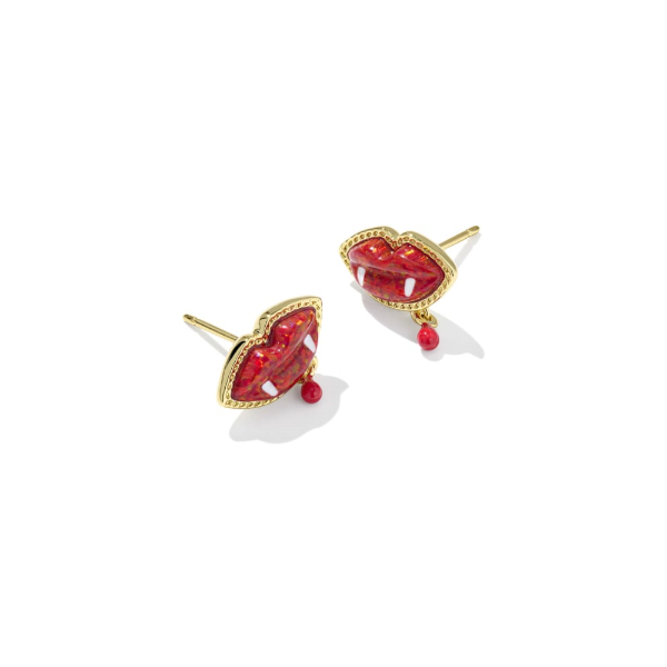 Vampire Gold Stud Earrings with Red Lab Grown Opal by Kendra Scott Kiefer Jewelers Lutz, FL
