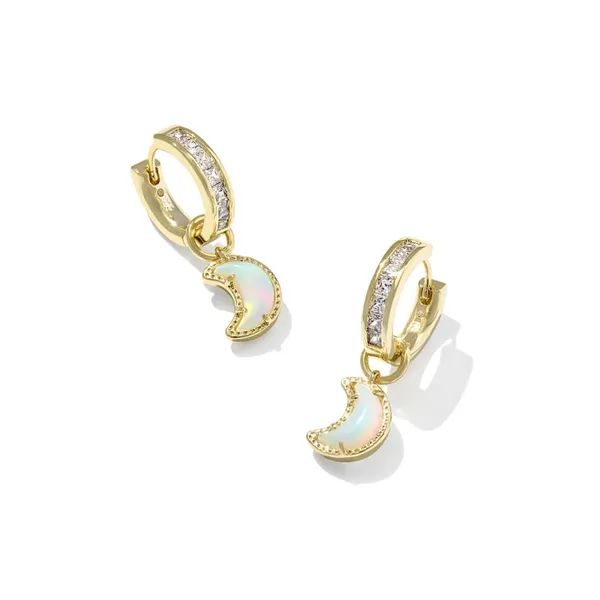 Moon Gold with White Opalescent Resin Convertible Huggie Earrings by Kendra Scott Kiefer Jewelers Lutz, FL