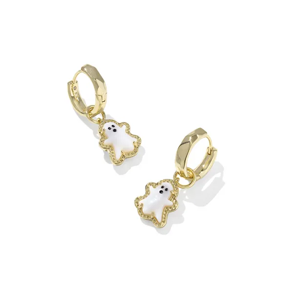 Ghost Gold with White Mother-of-Pearl Huggie Earrings by Kendra Scott Kiefer Jewelers Lutz, FL