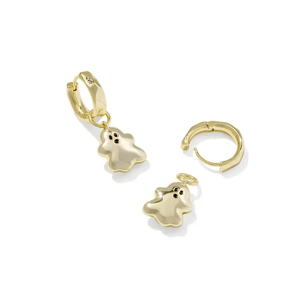 Ghost Gold with White Mother-of-Pearl Huggie Earrings by Kendra Scott Image 3 Kiefer Jewelers Lutz, FL