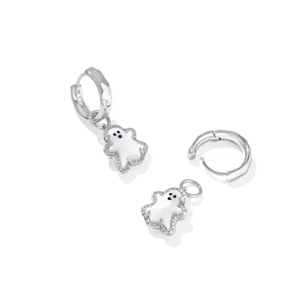 Ghost Silver with White Mother-of-Pearl Huggie Earrings by Kendra Scott Image 2 Kiefer Jewelers Lutz, FL