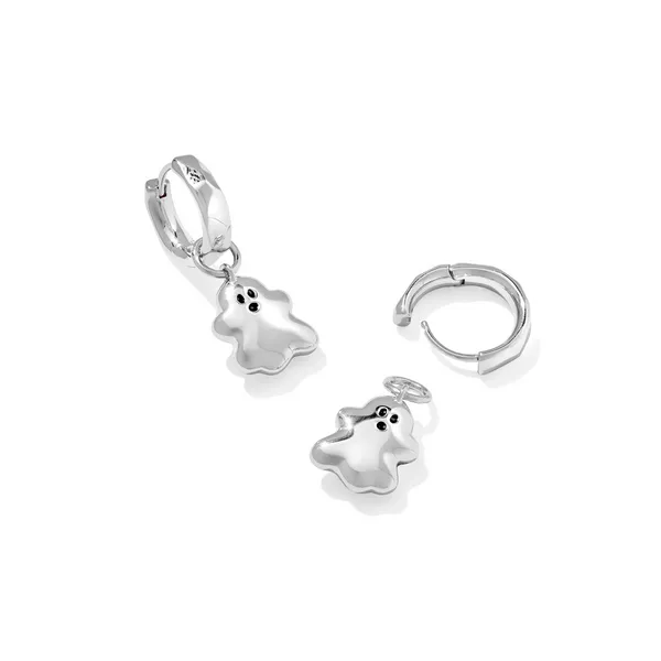 Ghost Silver with White Mother-of-Pearl Huggie Earrings by Kendra Scott Image 3 Kiefer Jewelers Lutz, FL
