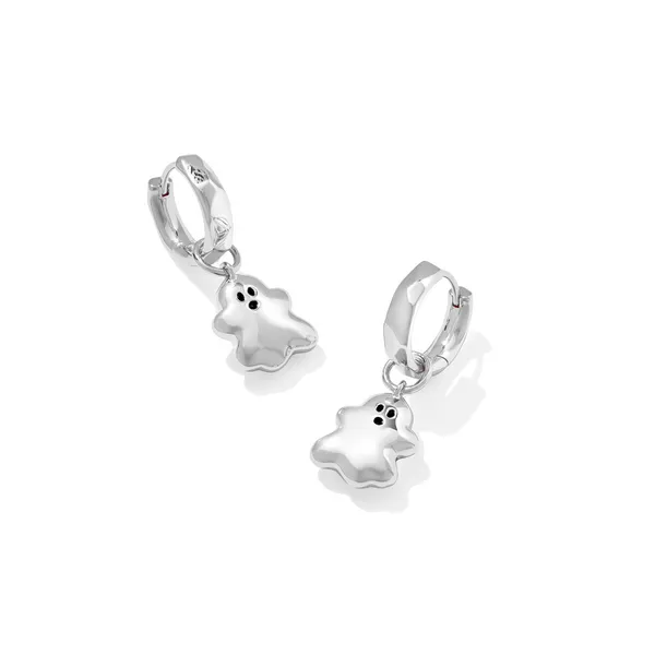 Ghost Silver with White Mother-of-Pearl Huggie Earrings by Kendra Scott Image 4 Kiefer Jewelers Lutz, FL