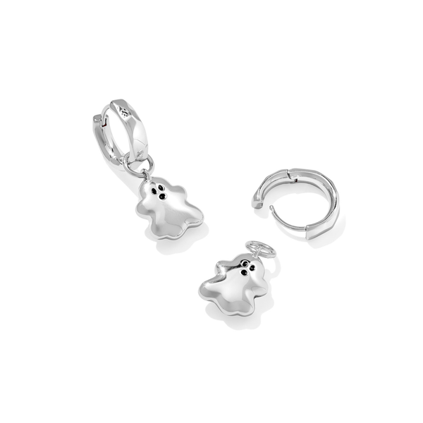 Ghost Silver with White Mother-of-Pearl Huggie Earrings by Kendra Scott Image 3 Kiefer Jewelers Lutz, FL
