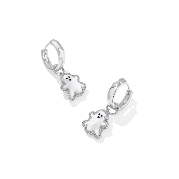 Ghost Silver with White Mother-of-Pearl Huggie Earrings by Kendra Scott Kiefer Jewelers Lutz, FL