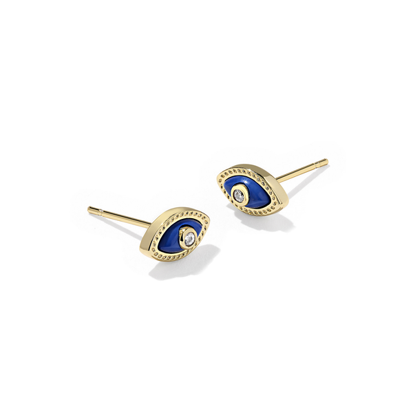 Mini Eye Gold with Dark Blue Magnesite Stud Earrings by Kendra Scott Kiefer Jewelers Lutz, FL