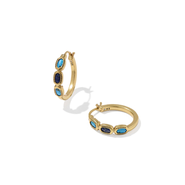 Mini Elisa Gold with Blue Mix Vintage Hoop Earrings by Kendra Scott Kiefer Jewelers Lutz, FL