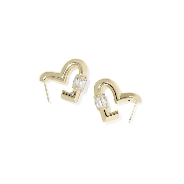 Emery Heart Gold with White Cubic Zirconia Hoop Earrings by Kendra Scott Image 2 Kiefer Jewelers Lutz, FL
