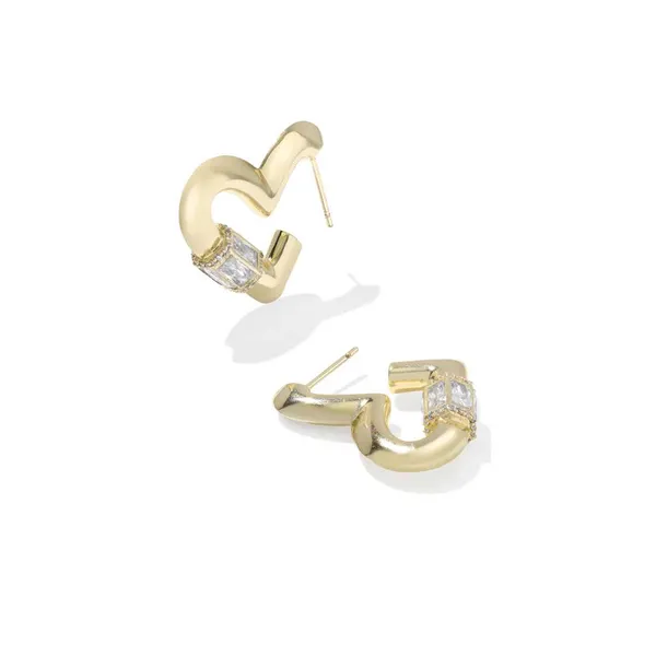 Emery Heart Gold with White Cubic Zirconia Hoop Earrings by Kendra Scott Kiefer Jewelers Lutz, FL