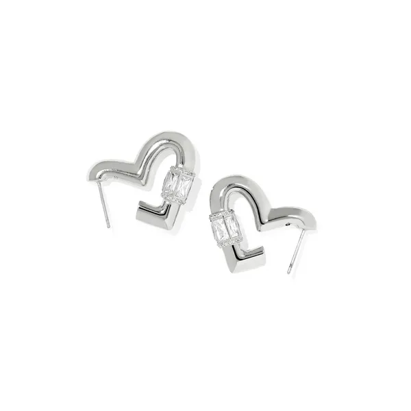 Emery Heart Silver with White Cubic Zirconia Hoop Earrings by Kendra Scott Image 2 Kiefer Jewelers Lutz, FL
