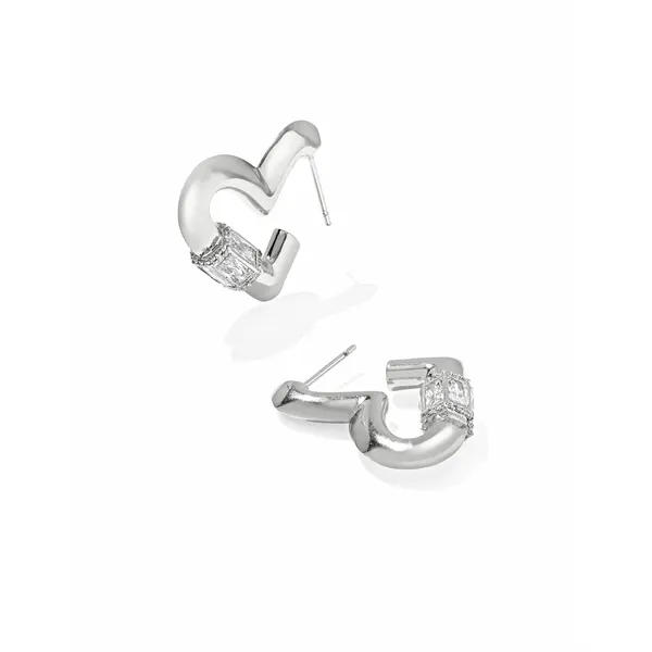 Emery Heart Silver with White Cubic Zirconia Hoop Earrings by Kendra Scott Kiefer Jewelers Lutz, FL