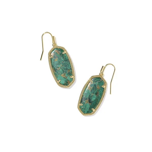 Elle Gold with Bronze Veined Green Malachite Drop Earrings by Kendra Scott Kiefer Jewelers Lutz, FL