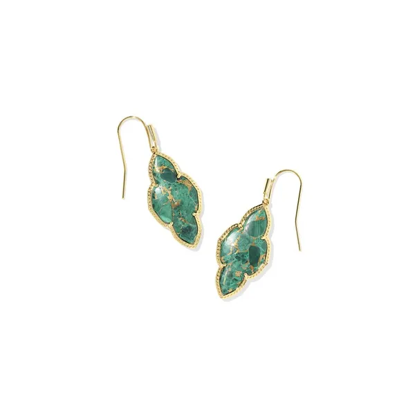 Abbie Gold with Bronze Veined Green Malachite Drop Earrings by Kendra Scott Kiefer Jewelers Lutz, FL