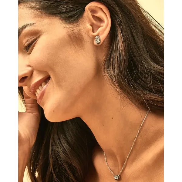 Kendra Scott Grayson Silver Platinum Drusy Stud Earring Image 2 Kiefer Jewelers Lutz, FL