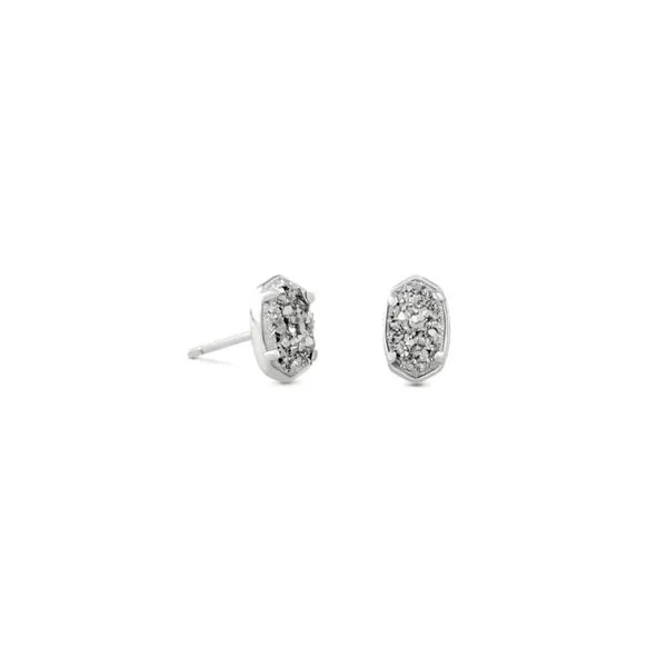 Kendra Scott Emilie Silver Stud Earrings in Platinum Drusy Kiefer Jewelers Lutz, FL