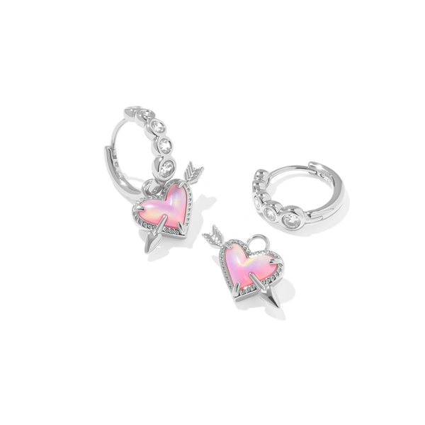Ari Silver Heart Arrow Convertible Huggie Earrings by Kendra Scott Image 2 Kiefer Jewelers Lutz, FL