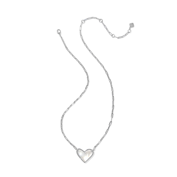 Ari Heart Statement Pendant Silver with Ivory Mother of Pearl by Kendra Scott Image 3 Kiefer Jewelers Lutz, FL