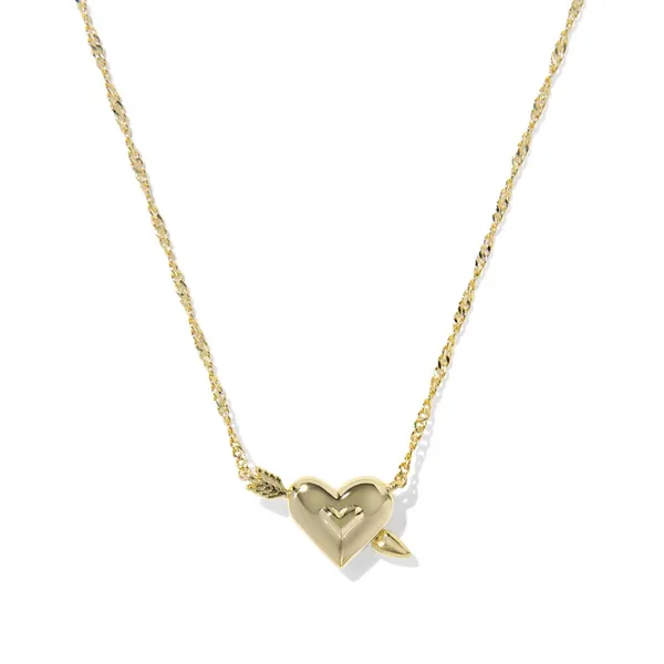 Ari Heart Arrow Gold Short Pendant Necklace by Kendra Scott Image 2 Kiefer Jewelers Lutz, FL