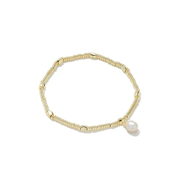 Kendra Scott Lindsay Gold Stretch Bracelet in White Pearl Kiefer Jewelers Lutz, FL