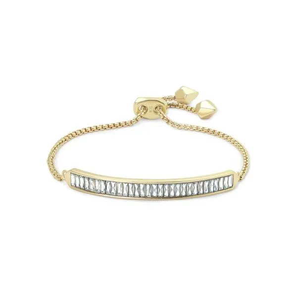 Kendra Scott Jack Adjustable Gold Chain White Crystal Bracelet Kiefer Jewelers Lutz, FL